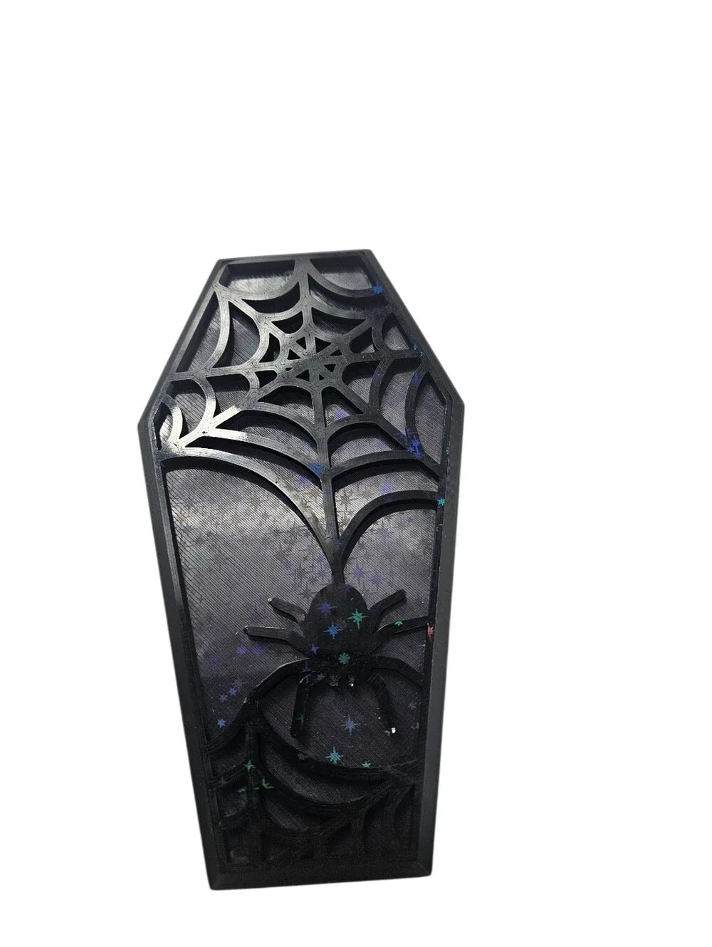 Black Spider &  Web Coffin Decorative Box